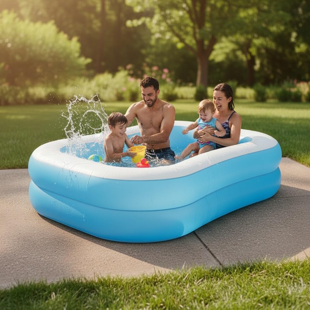 7.5ft Large Inflatable Swimming Pool for Adults & Kids | Rectangular Family Pool - Image 2
