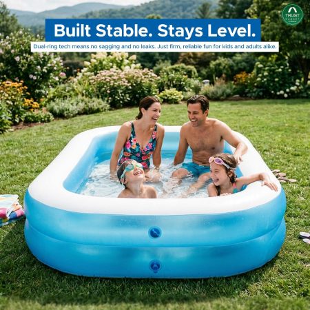 7.5ft Large Inflatable Swimming Pool for Adults & Kids | Rectangular Family Pool